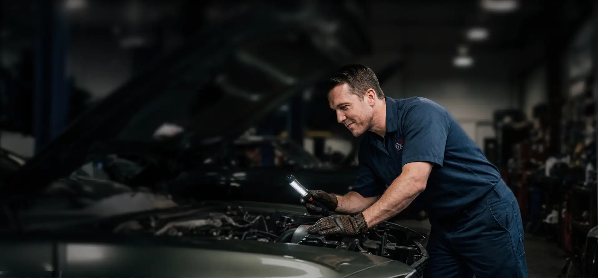 Auto repair workshop interior