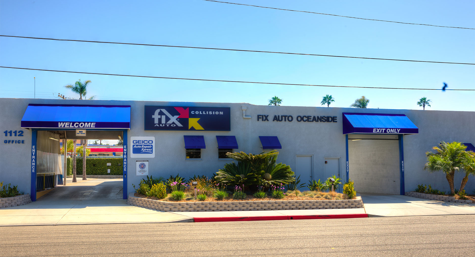 Fix Auto Oceanside Auto Body Shop Sign and Building Exterior