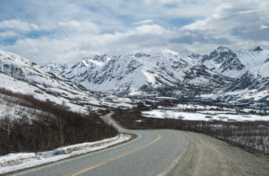 A Road With Alaska Mountains